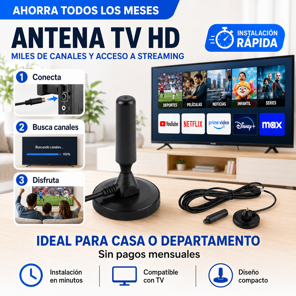 Antena Digital Max TV™ | Más Contenido, Menos Gastos