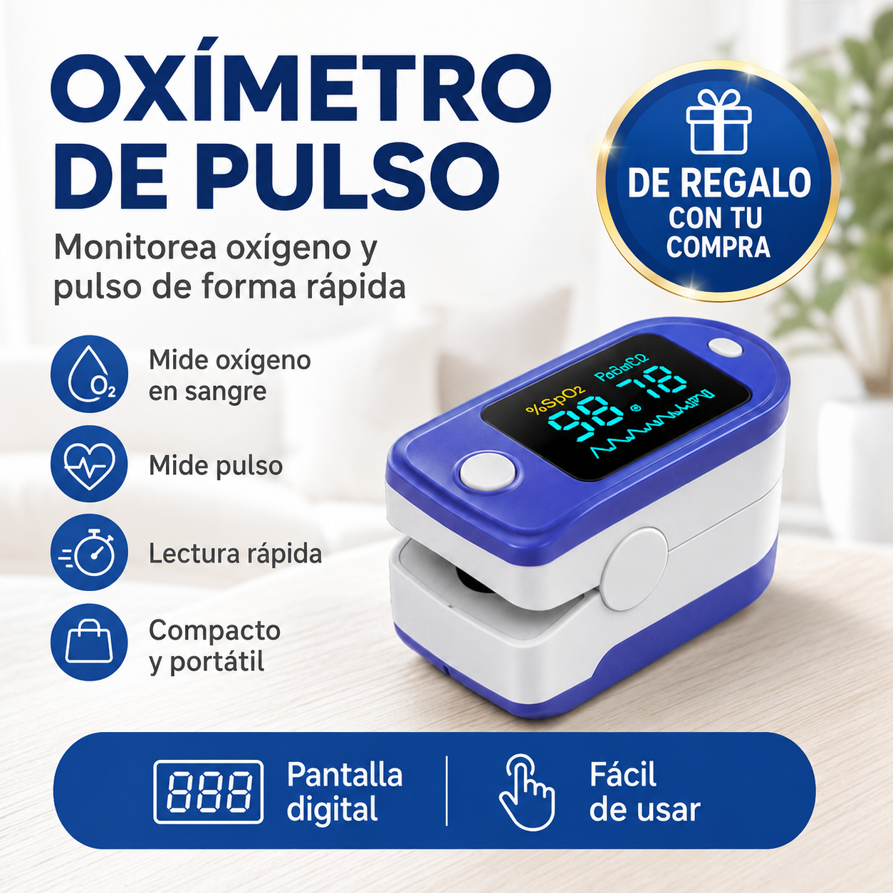 Pack Salud en Casa 3 en 1: Controla Presión, Oxígeno y Respiración Fácilmente | Envío Gratis