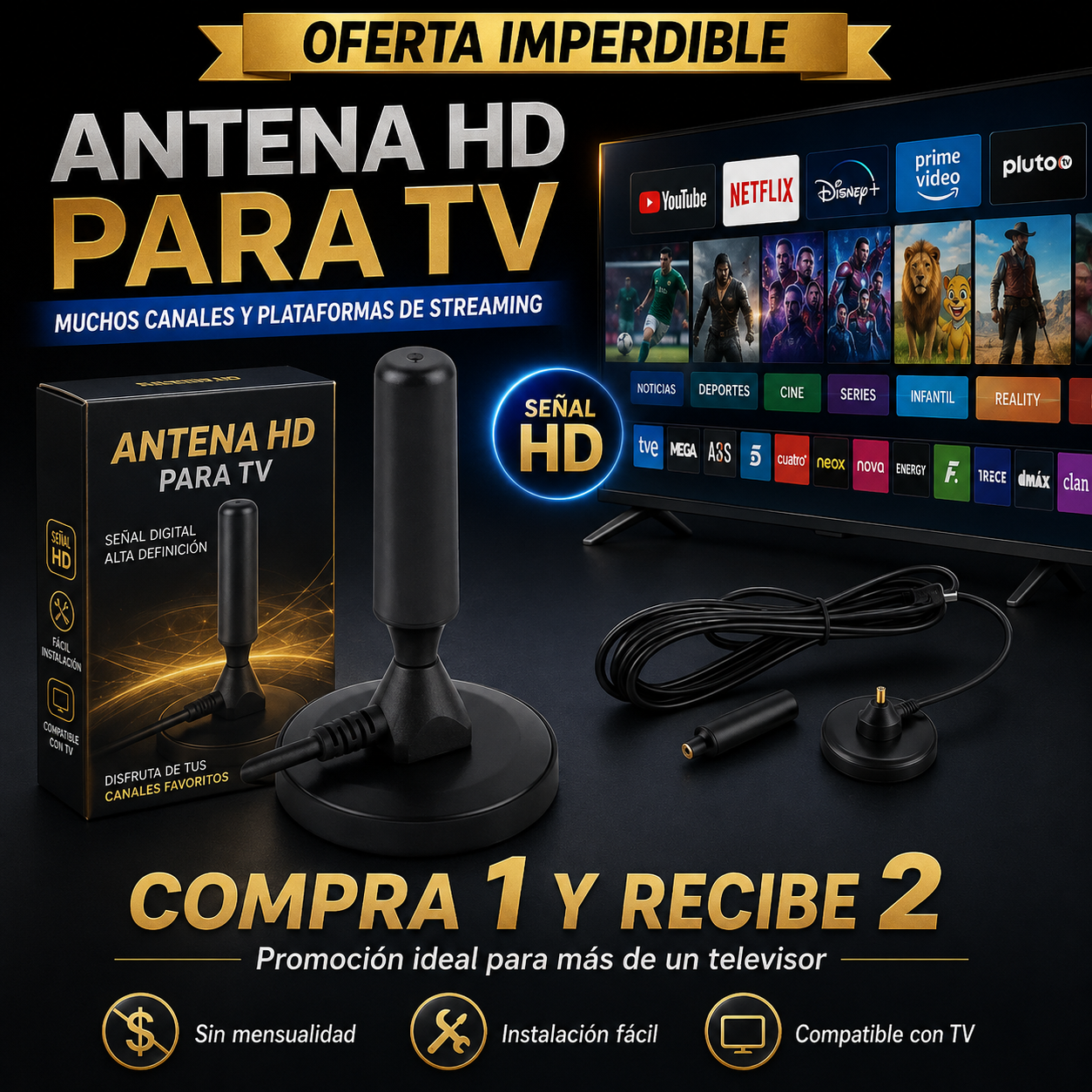 Antena Digital Max TV™ | Más Contenido, Menos Gastos
